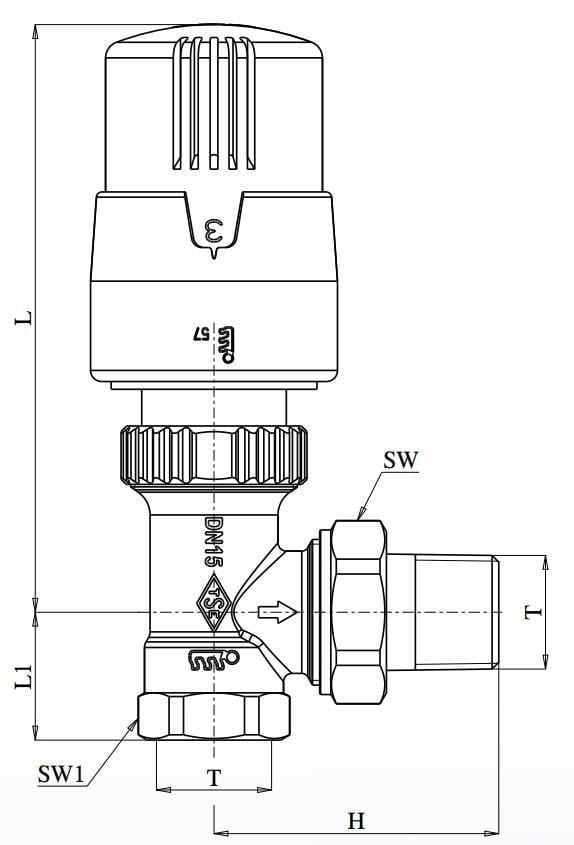 ECA TRV4 Termostatik Köşe Radyatör Valfi Petek Vanası 602120755