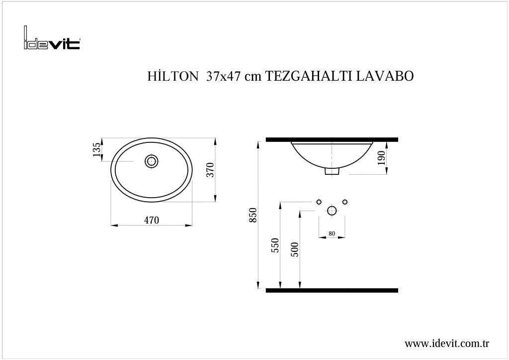 İDEVİT Hilton Tezgah Altı Lavabo (37X47)