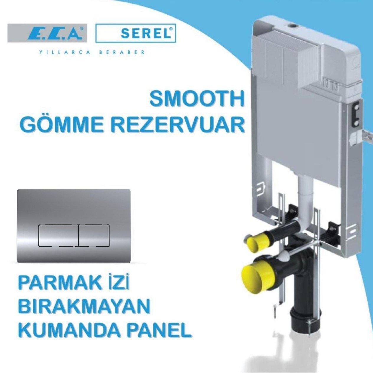 Serel Smooth Asma Klozet İçin Metal Ayaklı Gömme Rezervuar Takım Set