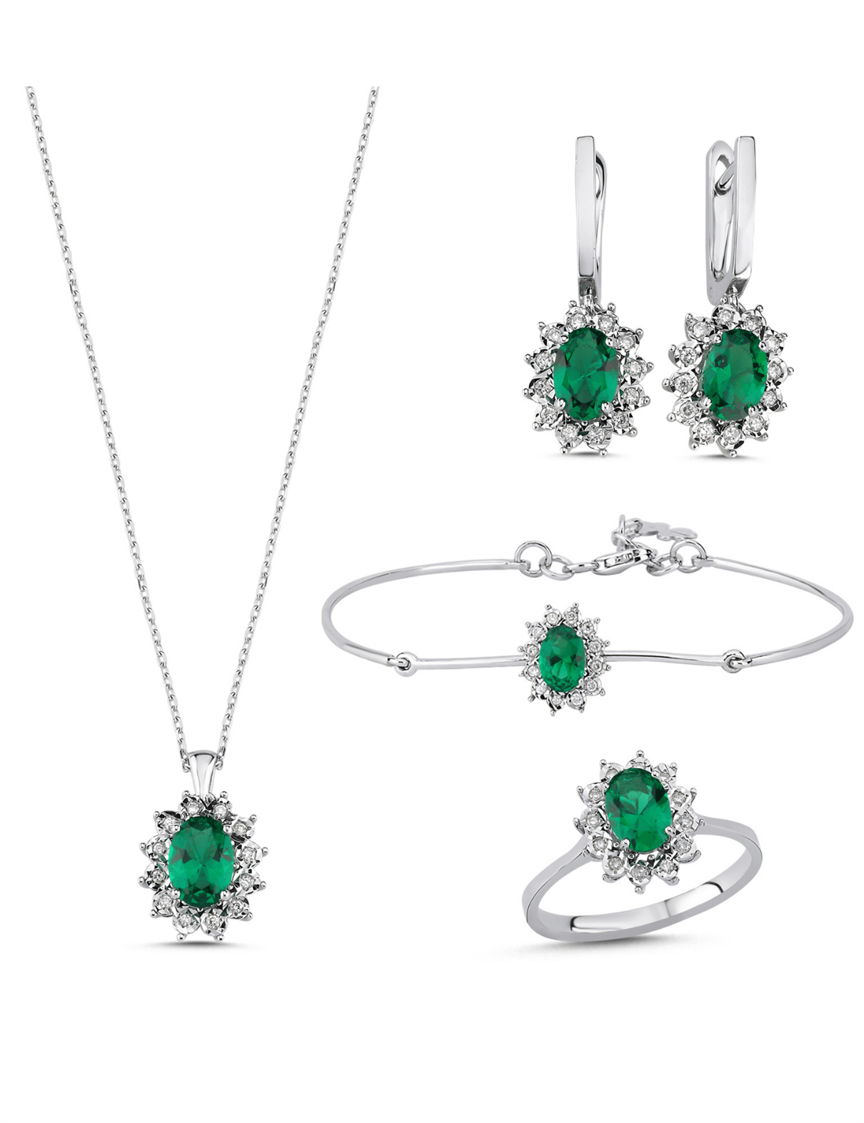 Pırlantalı Zümrüt Set