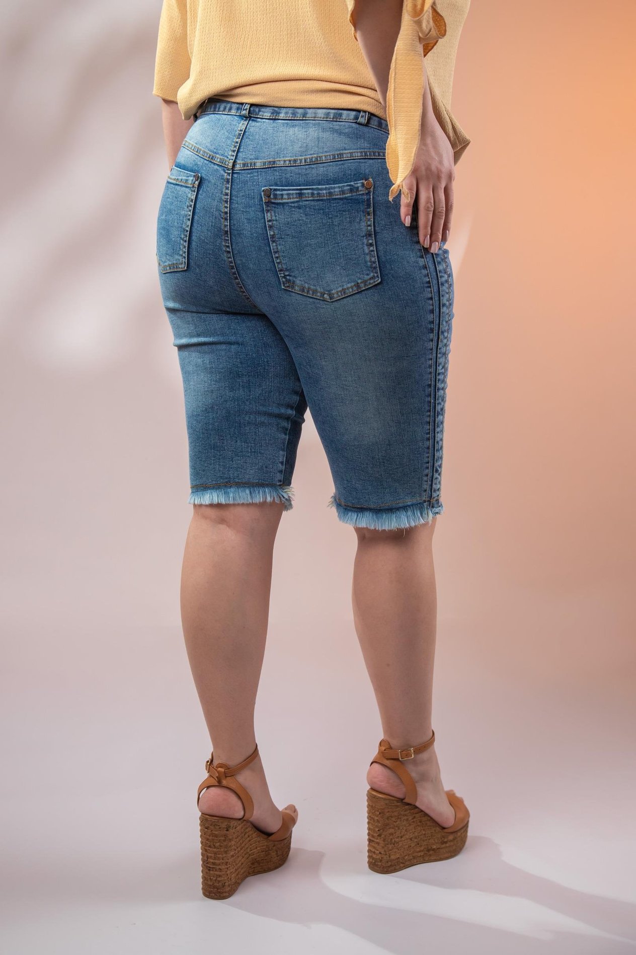 Büyük Beden 1111068 Püsküllü Denim Şort Lacıvert