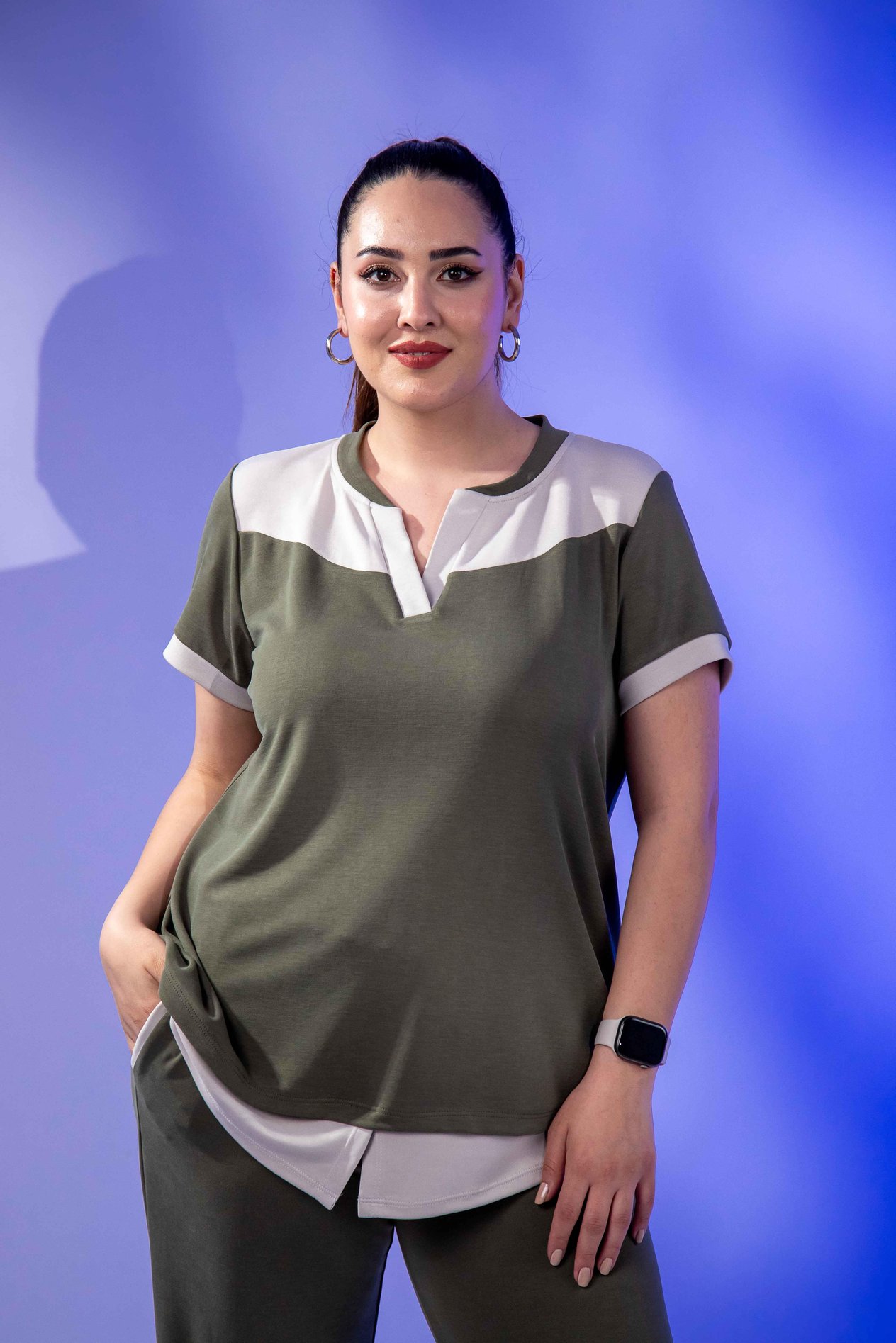 Büyük Beden 1122512 Garnili 2'li Takım  Haki