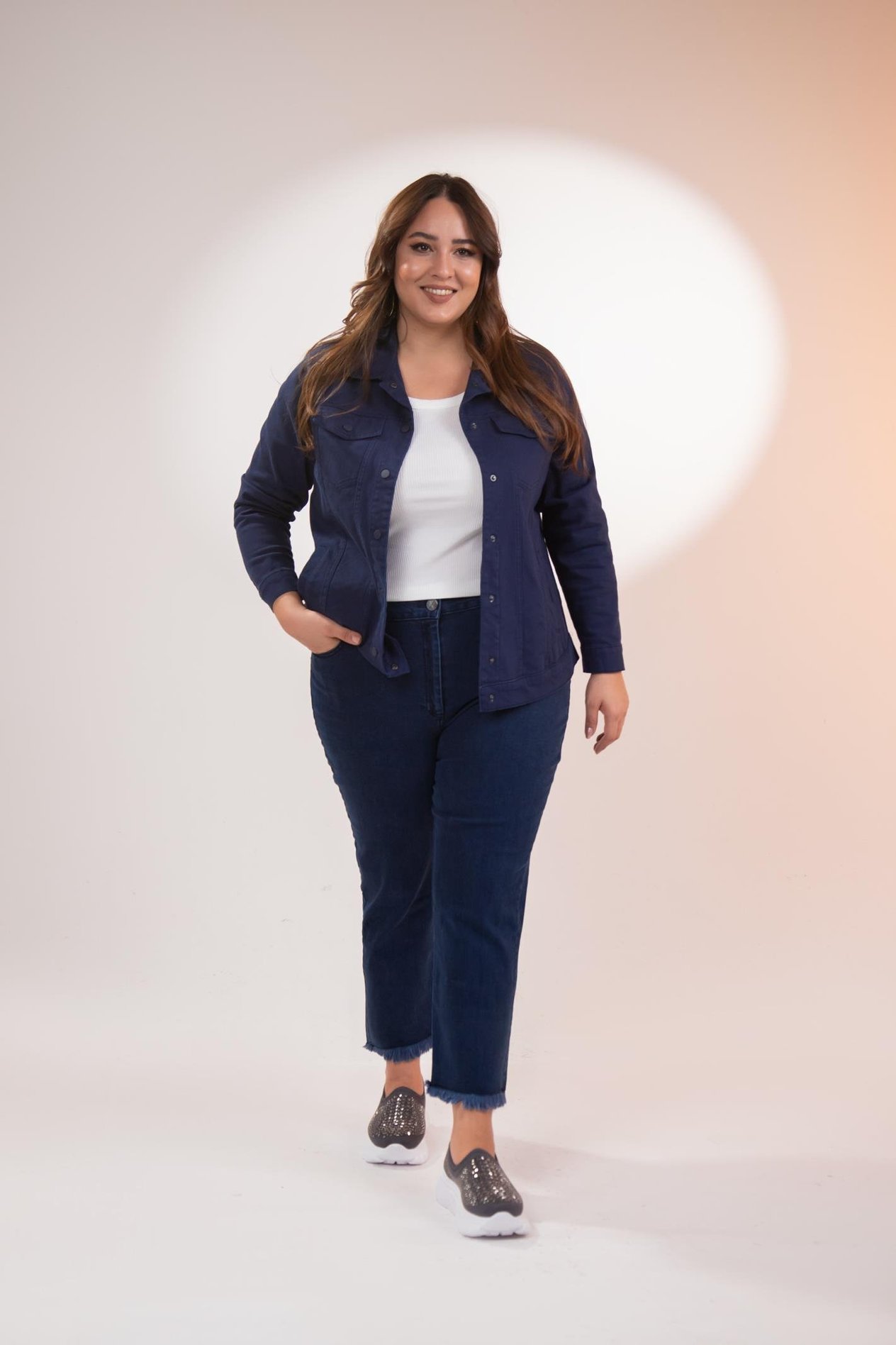 Büyük Beden 1211090 Gabardin Ceket Lacivert