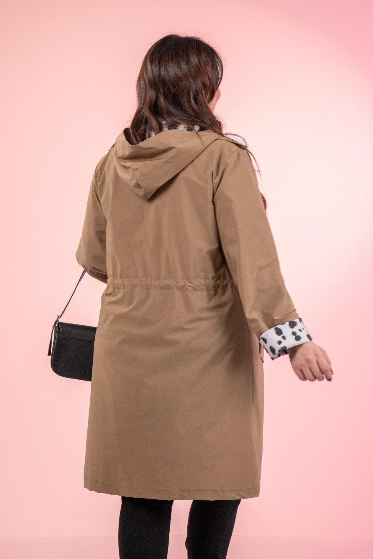 Büyük Beden 122137 Leoparlı Trençkot Camel