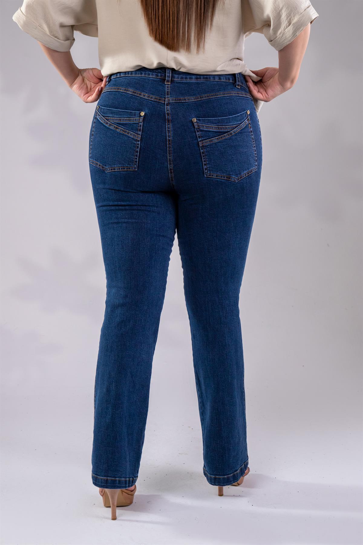 Büyük Beden 12223 Spain Denim Pantolon Lacivert