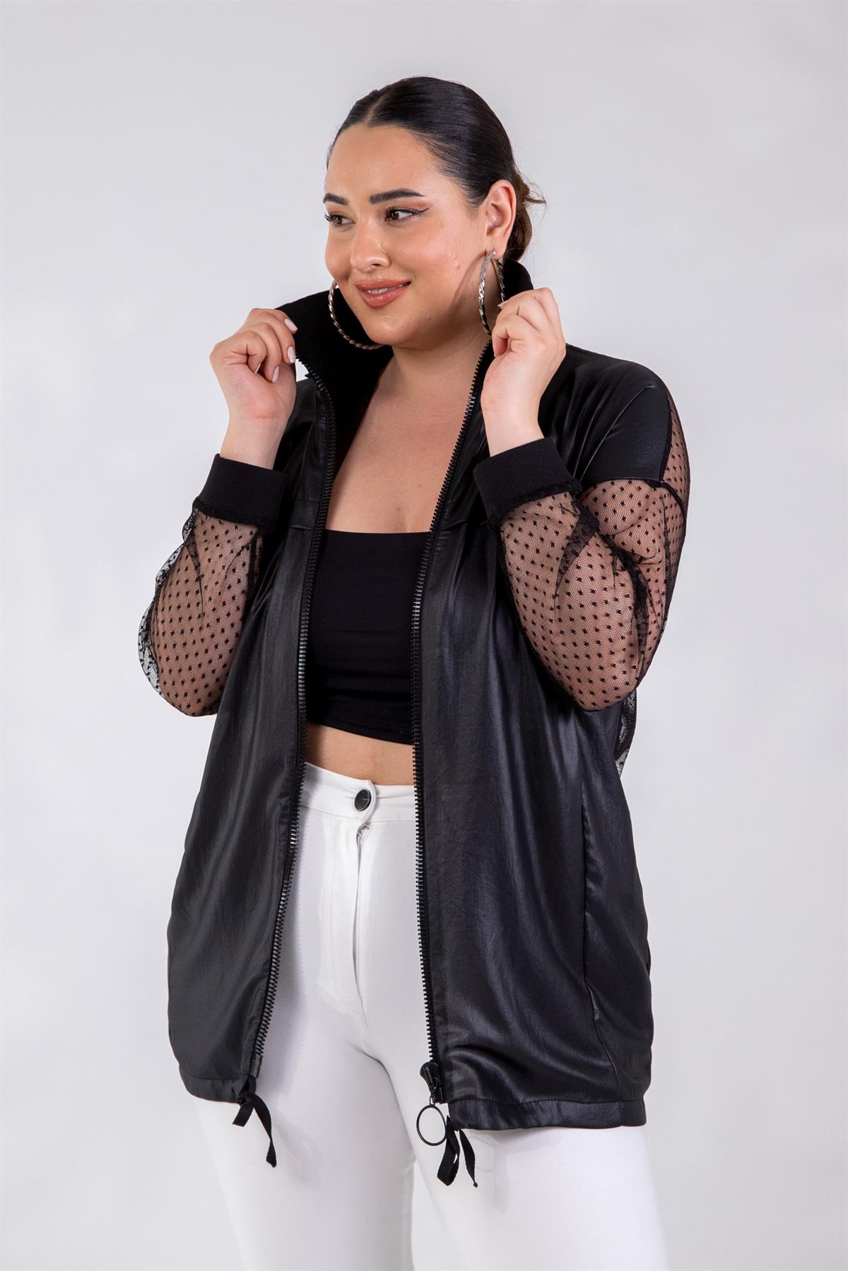 Büyük Beden 122403 Parker Sweat  Siyah