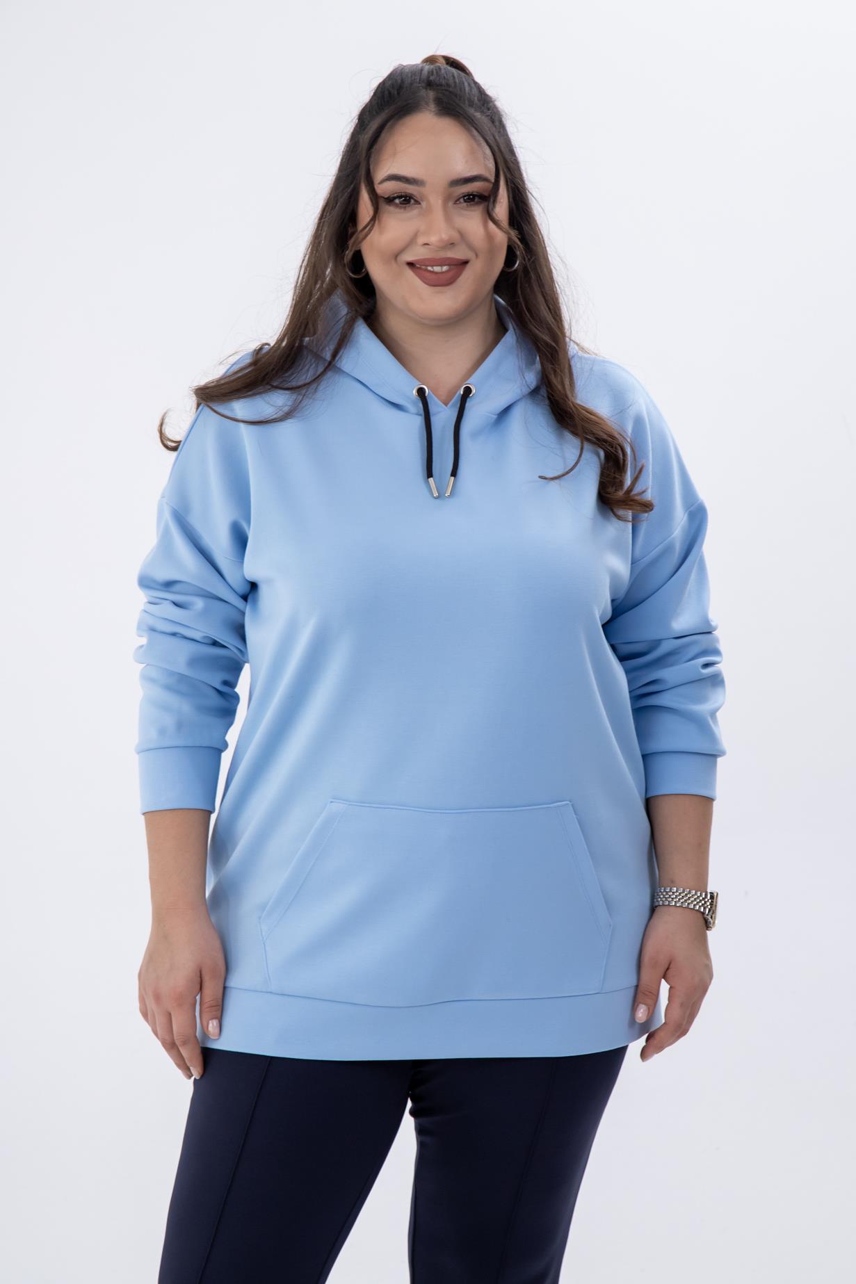 Büyük Beden 122455 Nıtsa Sweat Mavi