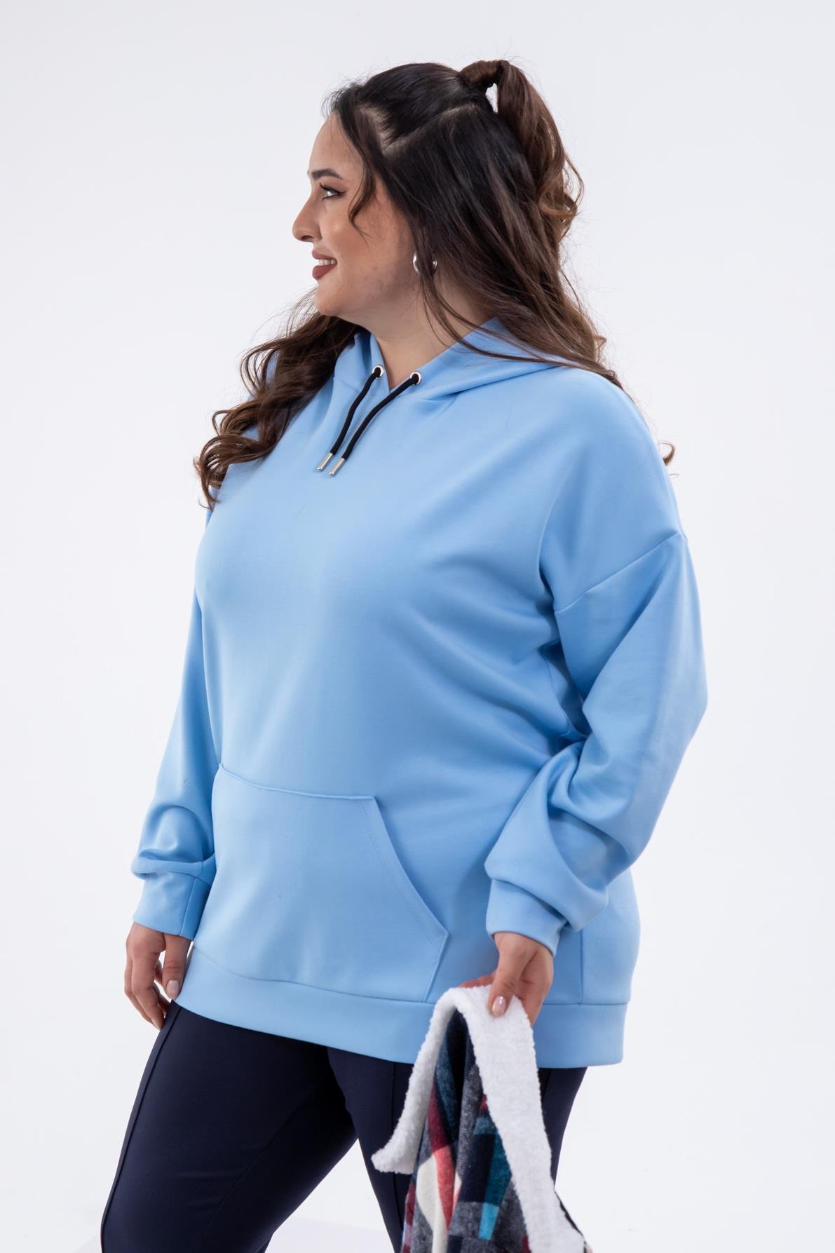 Büyük Beden 122455 Nıtsa Sweat Mavi