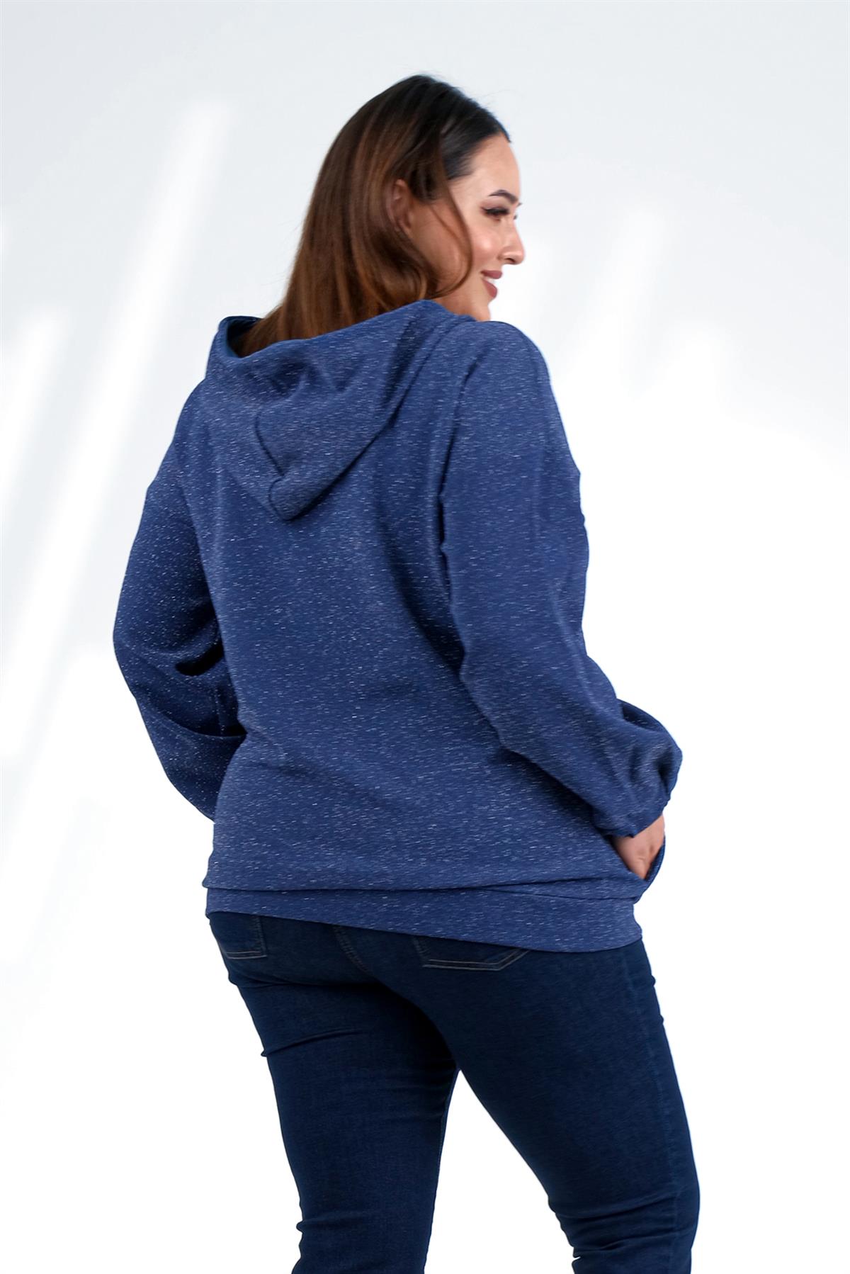 Büyük Beden 122639 Tabu Kapüşonlu Sweat İndigo