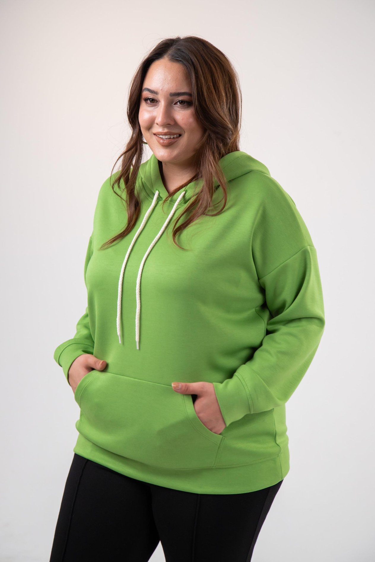 Büyük Beden 122655 Bağcıklı Sweat Yeşıl