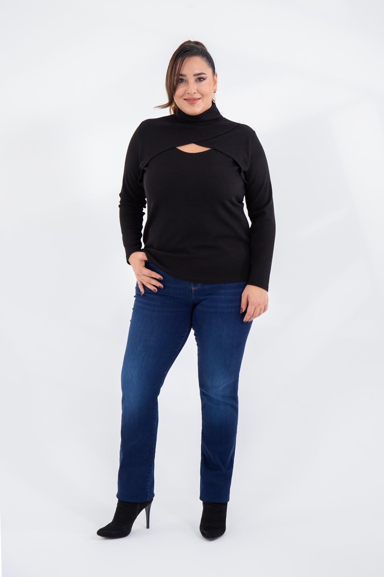 Büyük Beden 210080 Straight Denim Pantolon  Lacivert