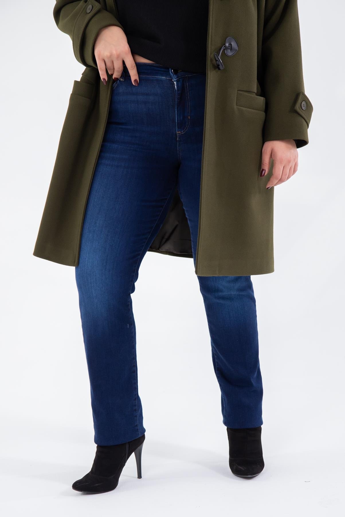 Büyük Beden 210080 Straight Denim Pantolon  Lacivert