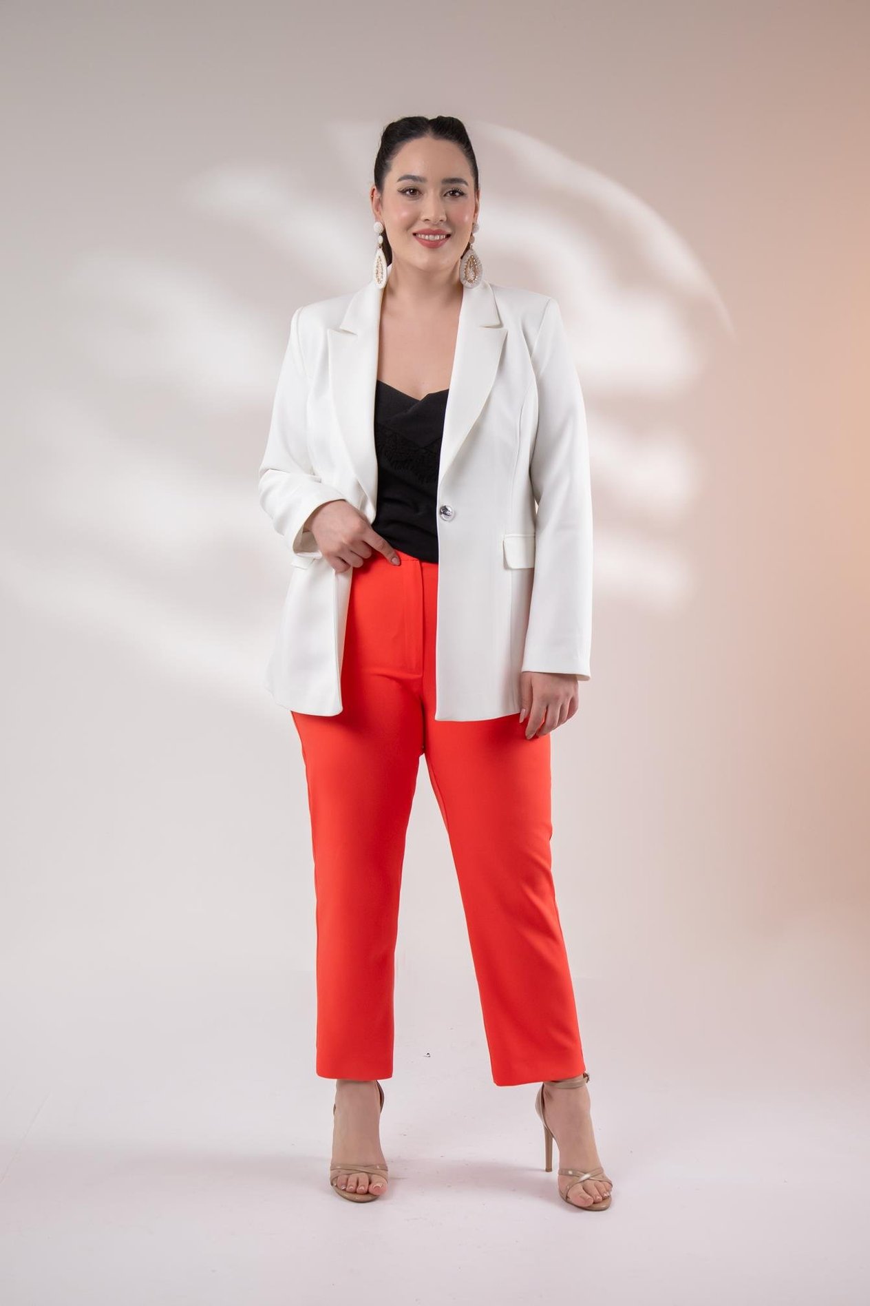 Büyük Beden 2234736 Blazer Ceket  Beyaz