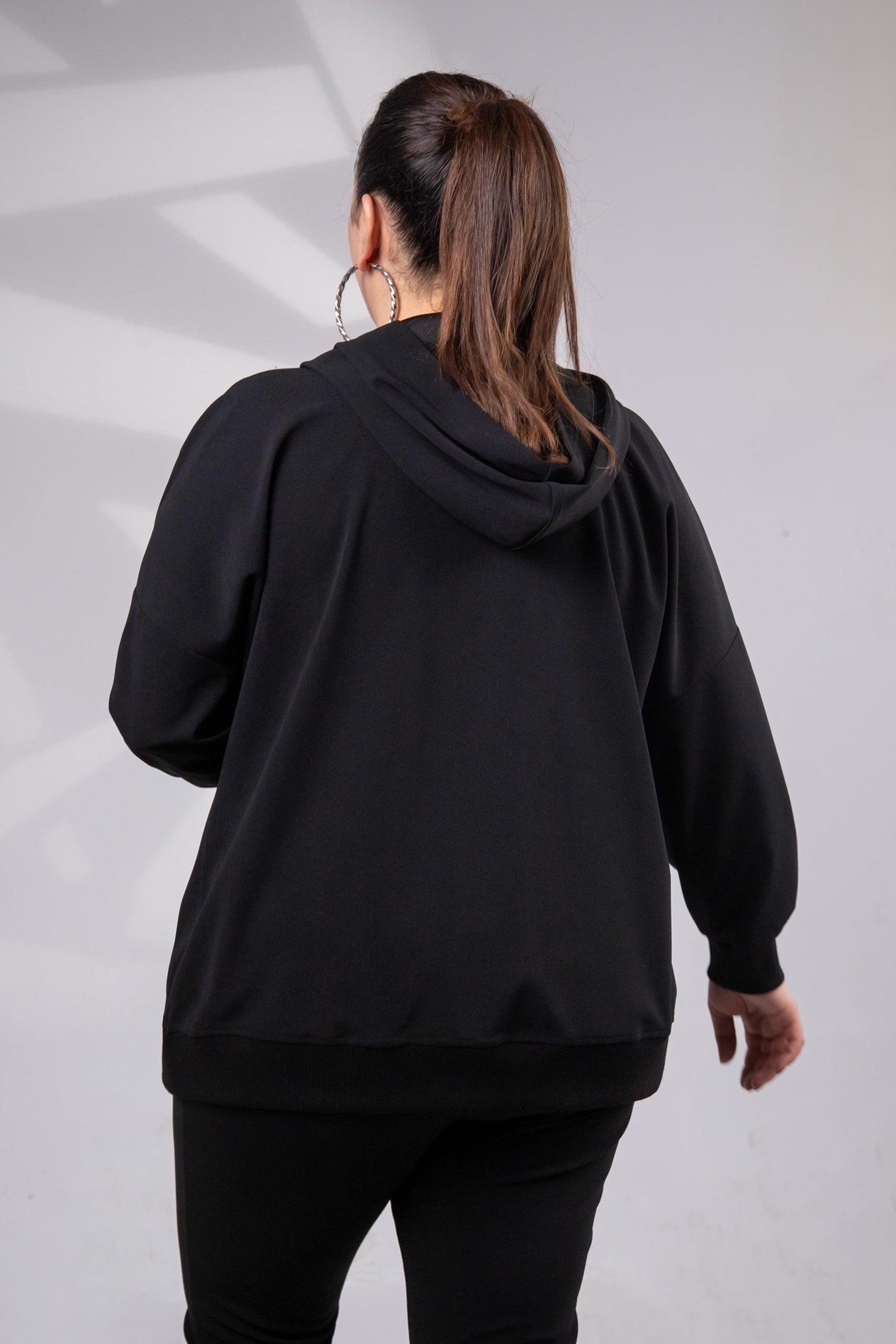 Büyük Beden 3330182 Taş Detaylı Sweat Siyah