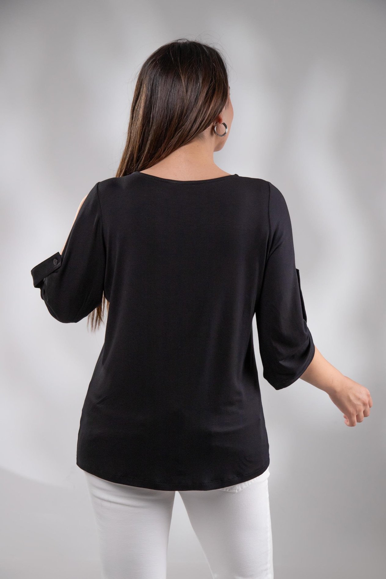 Büyük Beden 3330439 Önü Fermuarlı Bluz  Siyah