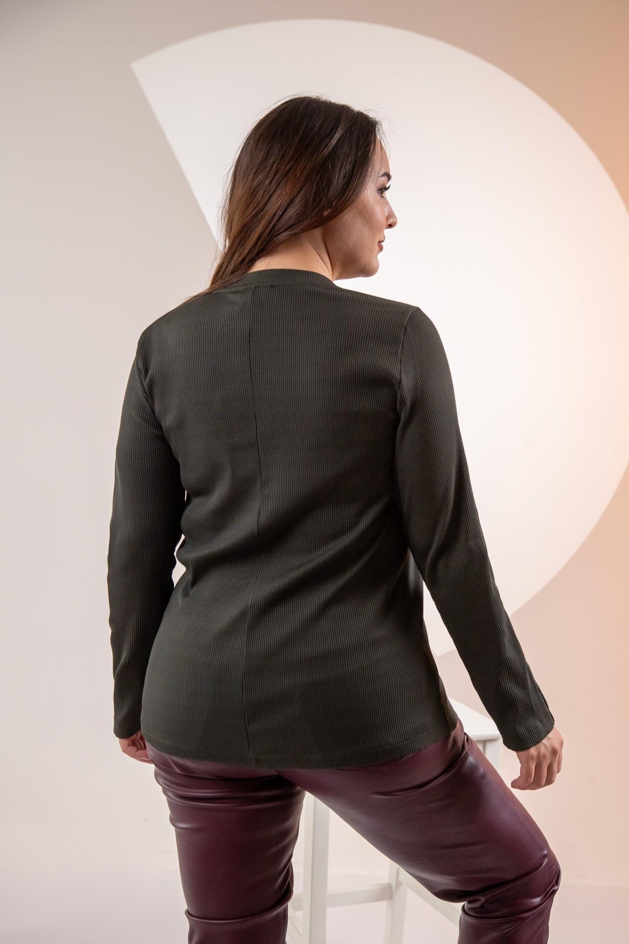 Büyük Beden 333051 Ribana Şeritli Sweat Yeşil