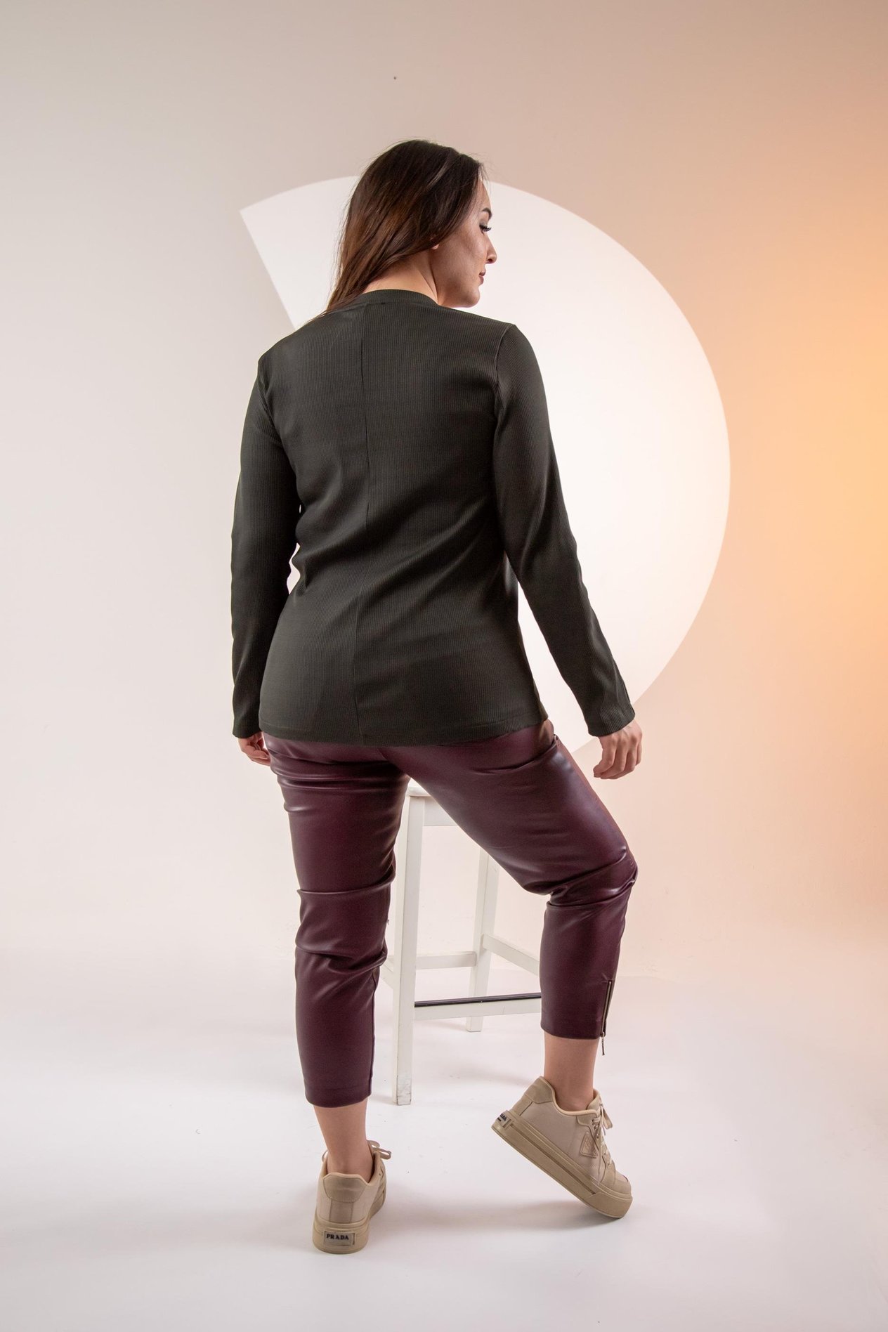 Büyük Beden 333051 Ribana Şeritli Sweat Yeşil