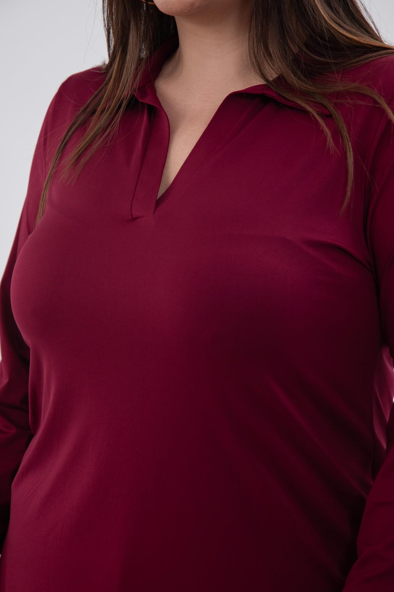 Büyük Beden 333760 Gömlek Yaka Bluz Bordo