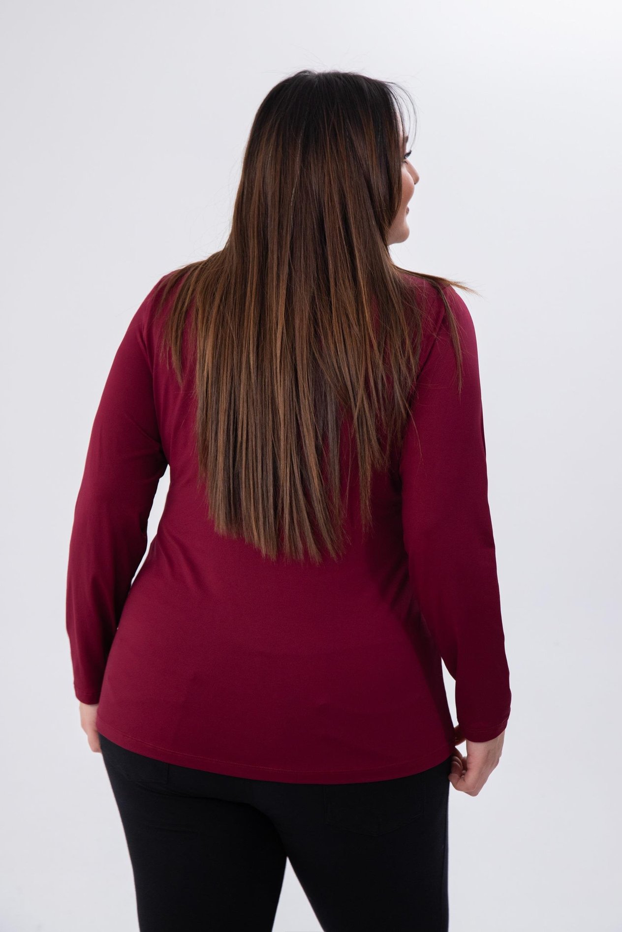 Büyük Beden 333760 Gömlek Yaka Bluz Bordo