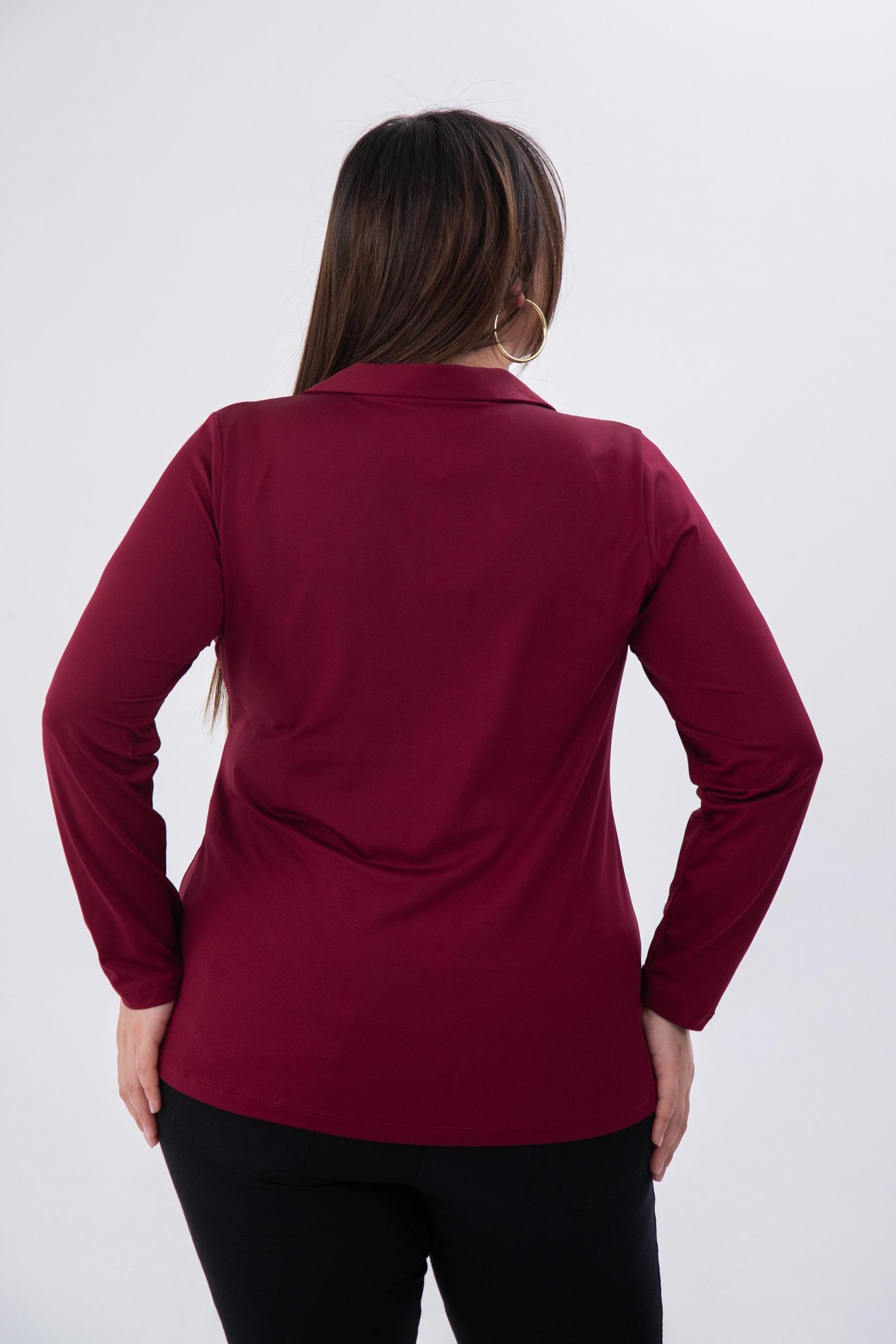 Büyük Beden 333760 Gömlek Yaka Bluz Bordo