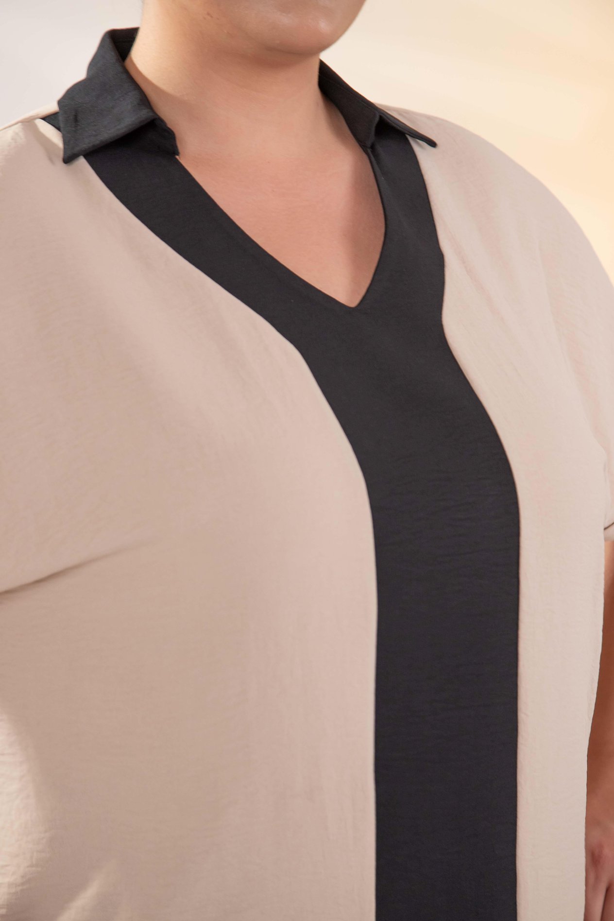 Büyük Beden 333914 Garnili Bluz  Bej