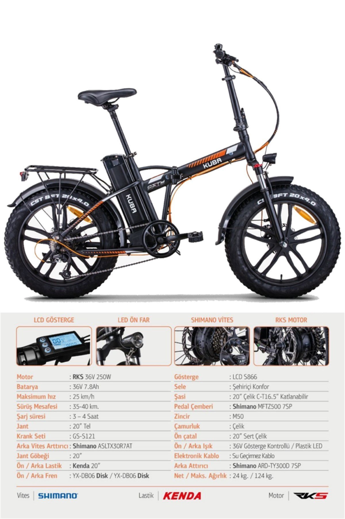 Kuba Siyah Elektrikli Bisiklet City Pro