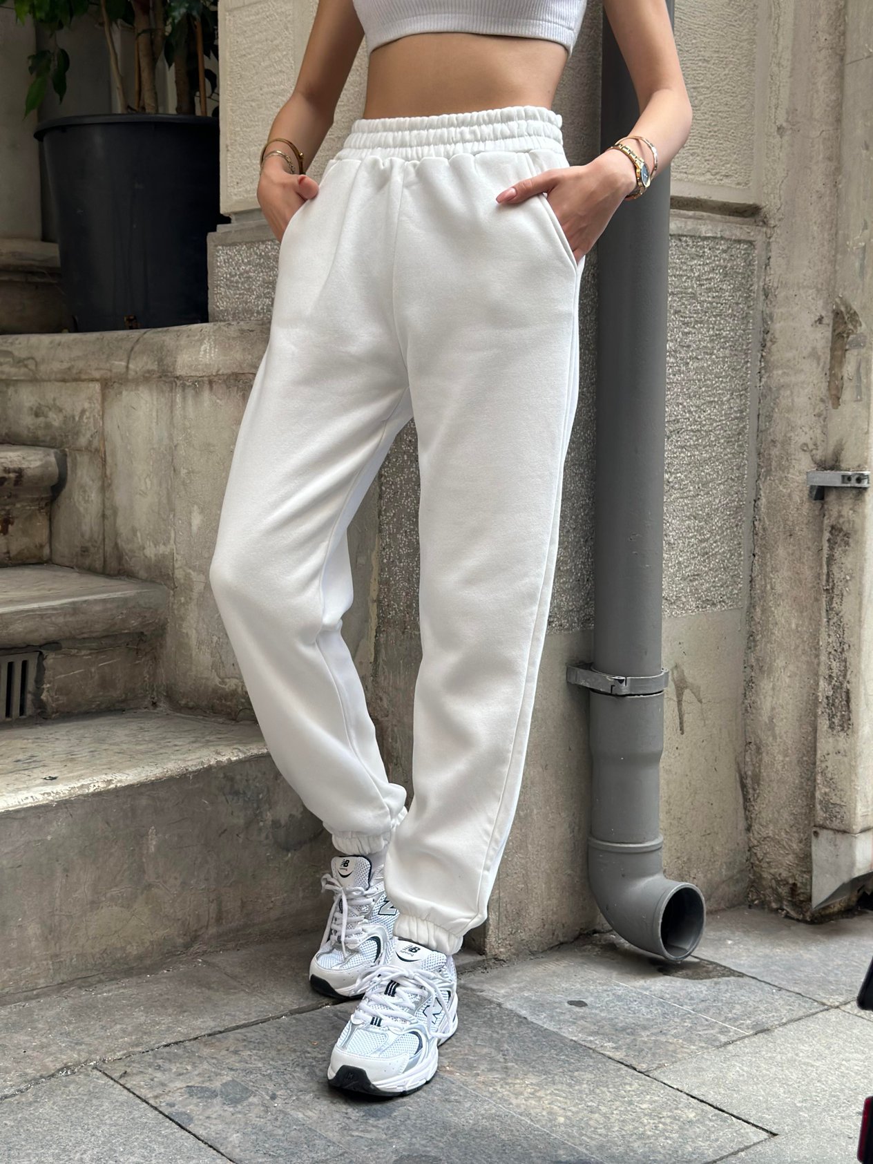 Beyaz Jogger Eşofman Altı - Dominatrend