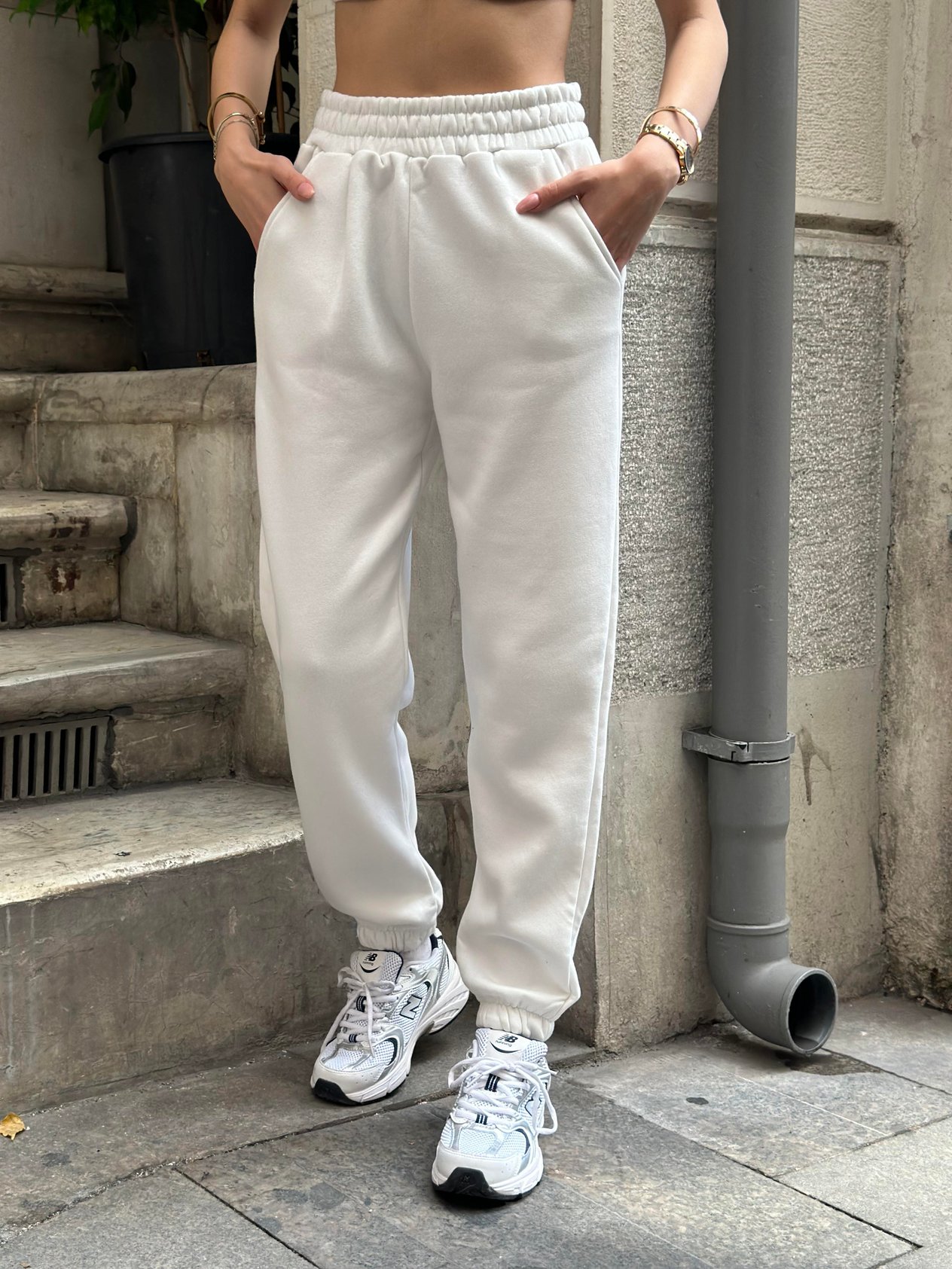 Beyaz Jogger Eşofman Altı - Dominatrend