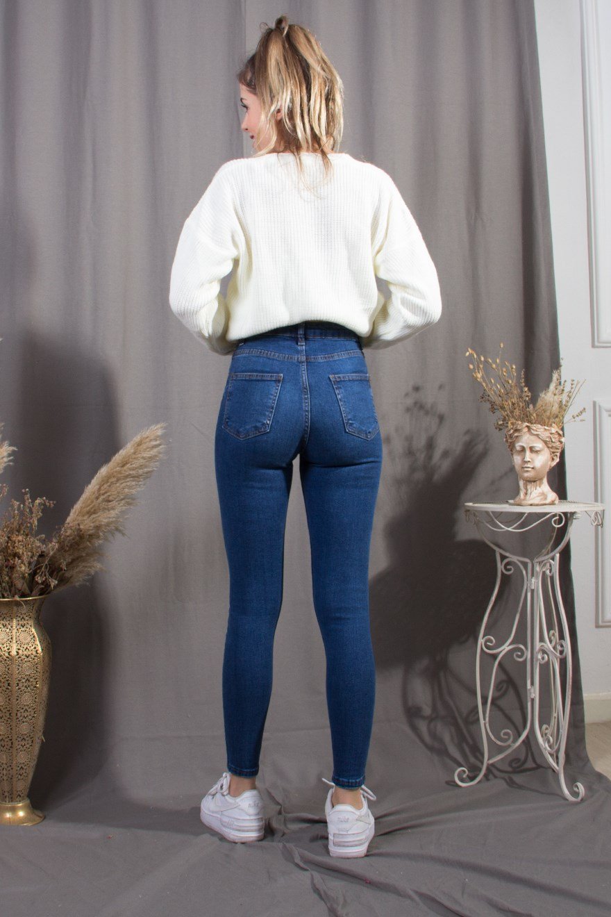 Dar Paça Skinny Jean Pantolon - Lacivert - Dominatrend