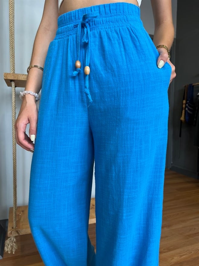 Ham Keten Pantolon - Mavi - Dominatrend