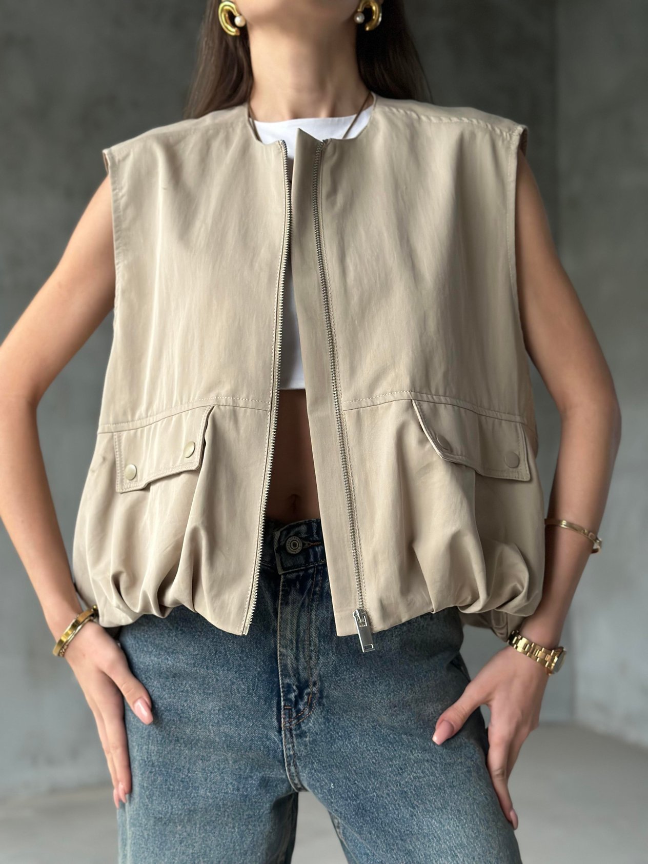 Hardy Bomber Yelek - Bej - Dominatrend