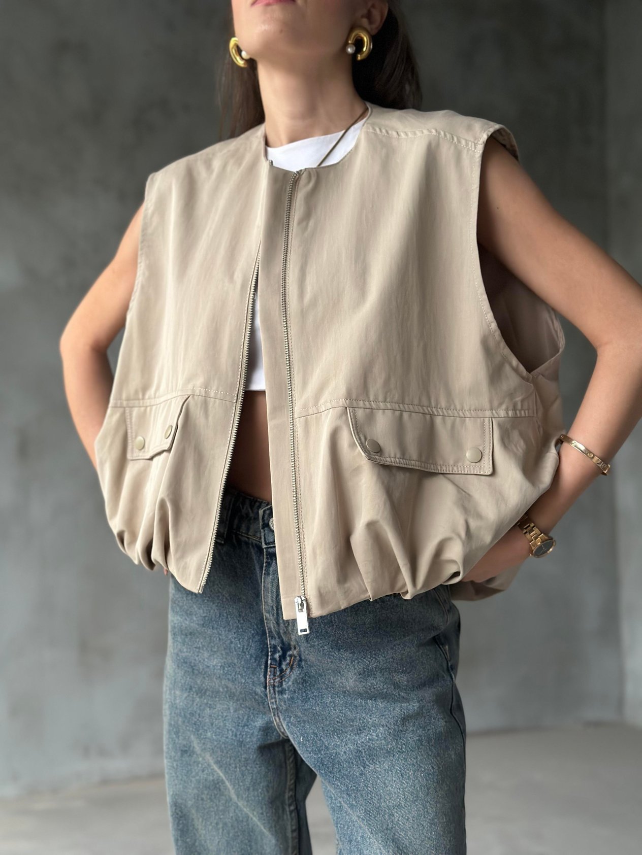 Hardy Bomber Yelek - Bej - Dominatrend