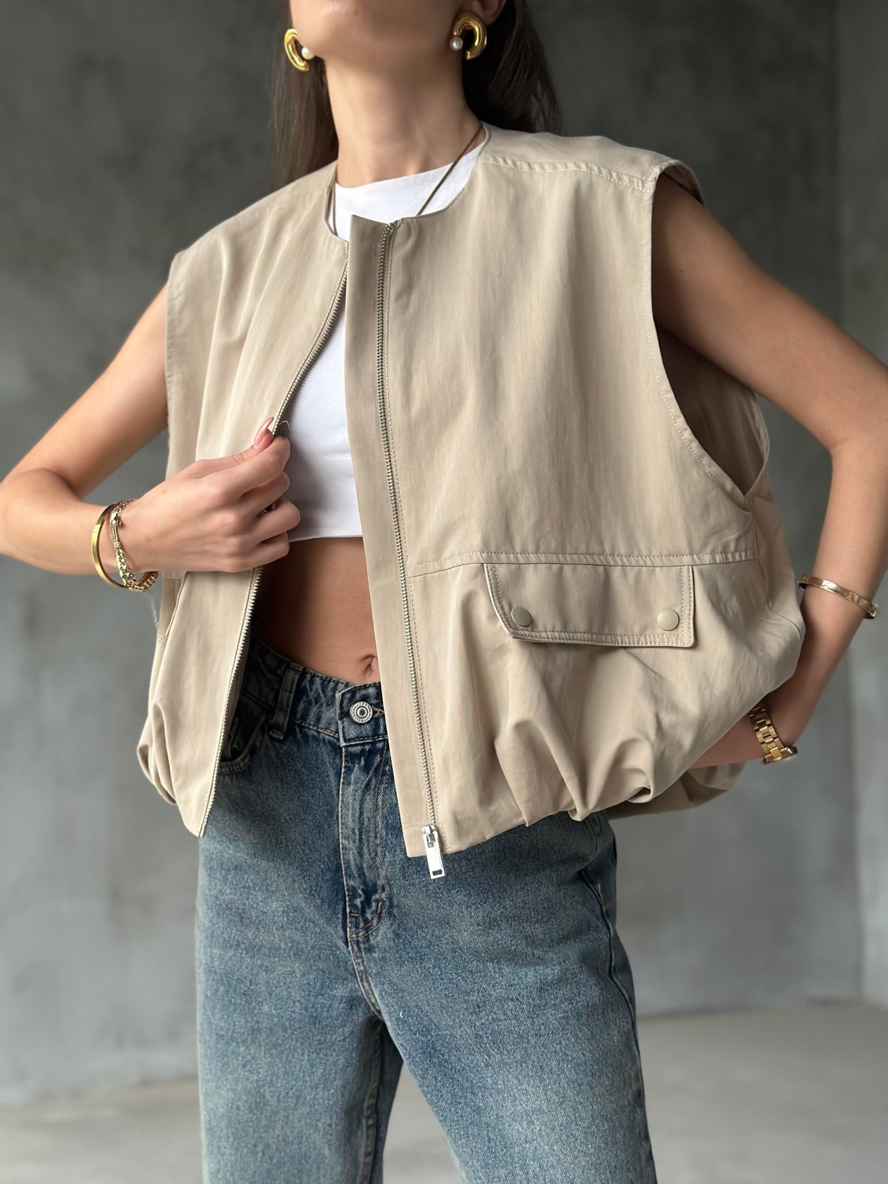 Hardy Bomber Yelek - Bej - Dominatrend