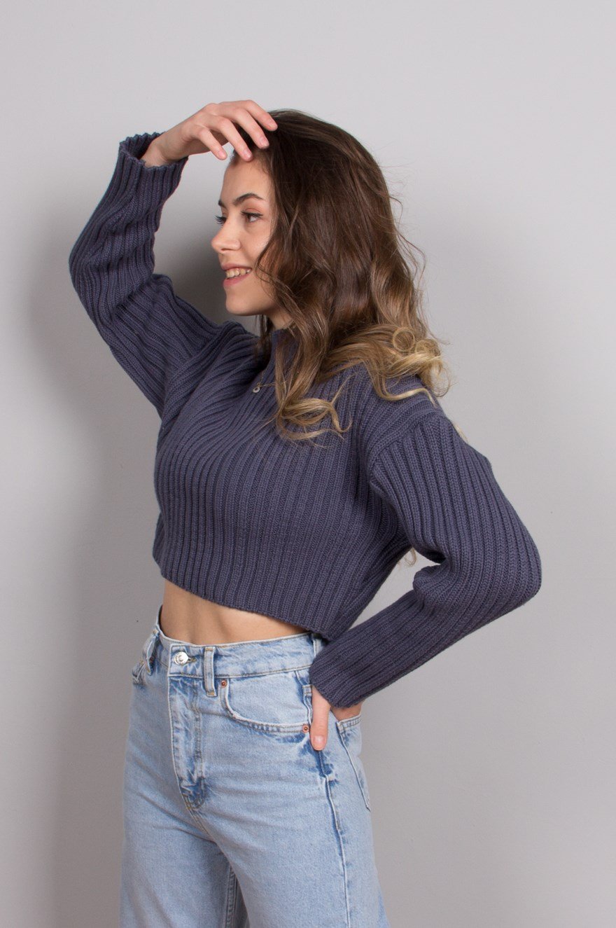 Kalın Crop Örme Kazak - Dominatrend