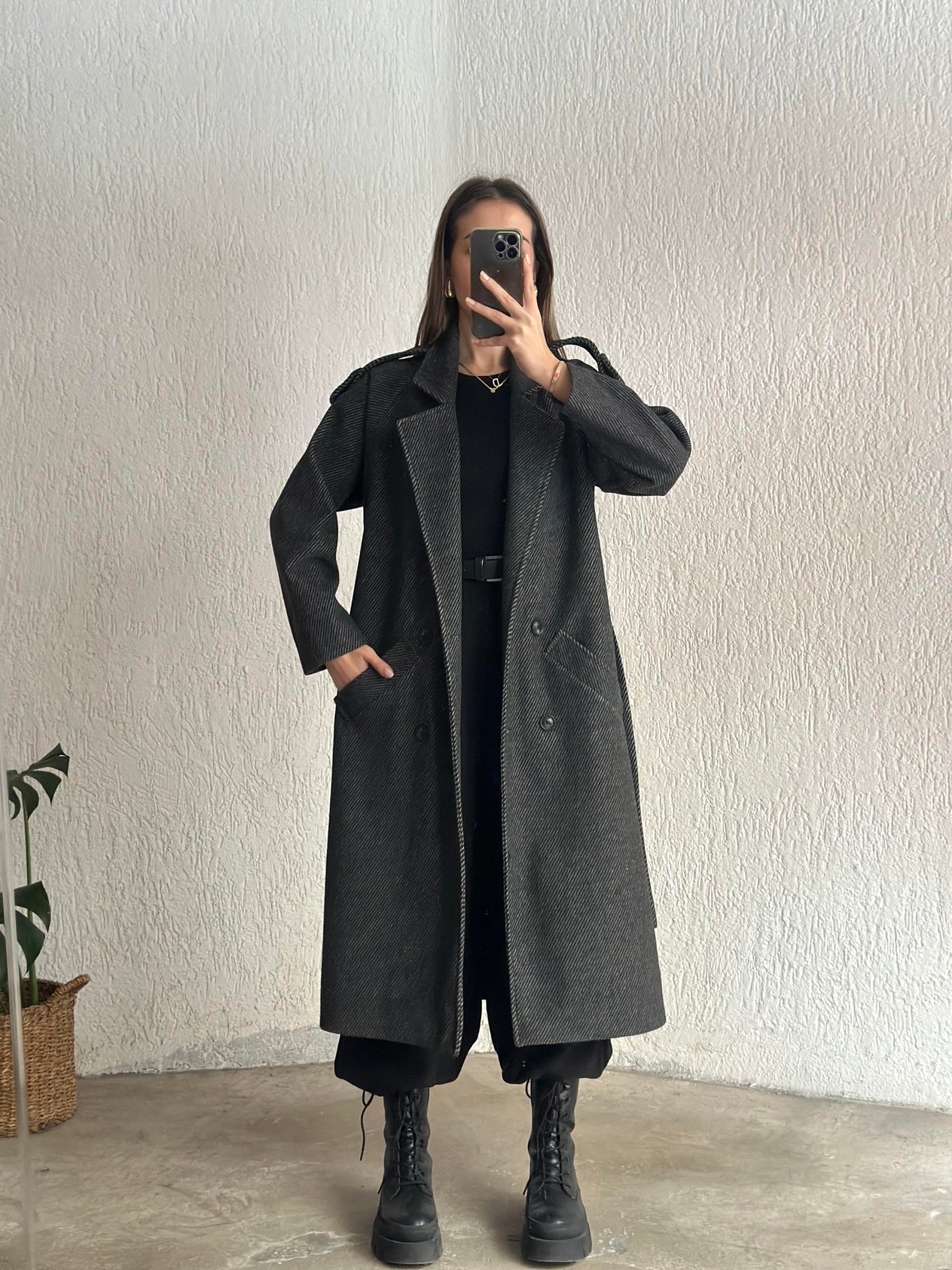 Kuşaklı Kaşe Kaban Antrasit  - Dominatrend