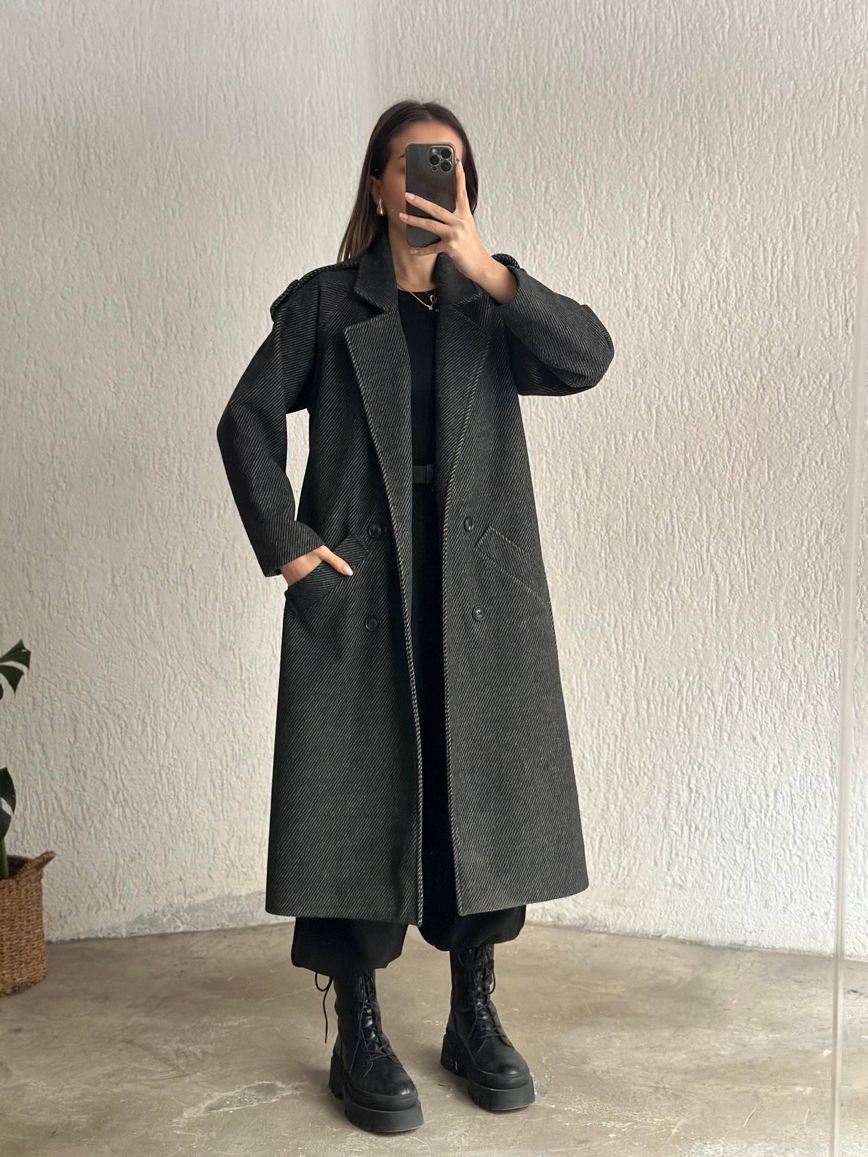 Kuşaklı Kaşe Kaban Antrasit  - Dominatrend