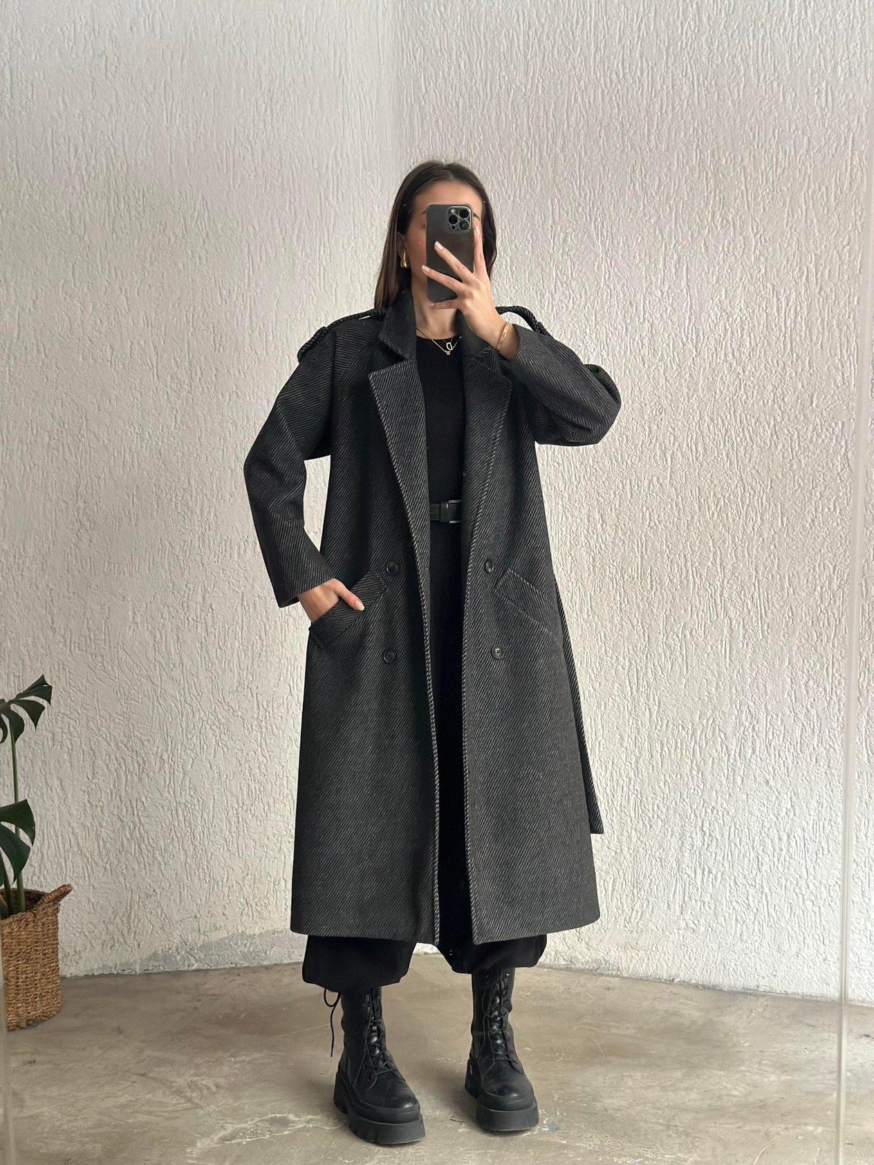 Kuşaklı Kaşe Kaban Antrasit  - Dominatrend