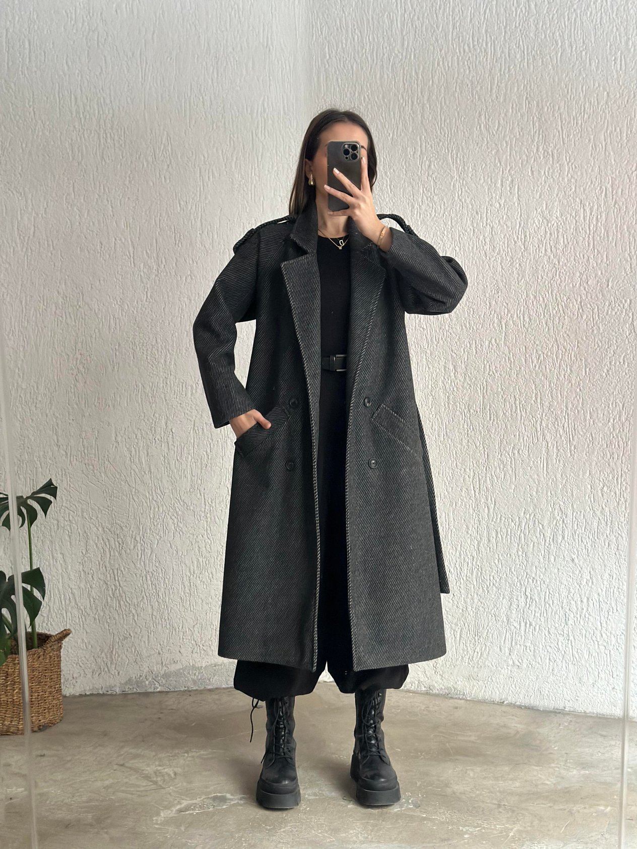 Kuşaklı Kaşe Kaban Antrasit  - Dominatrend