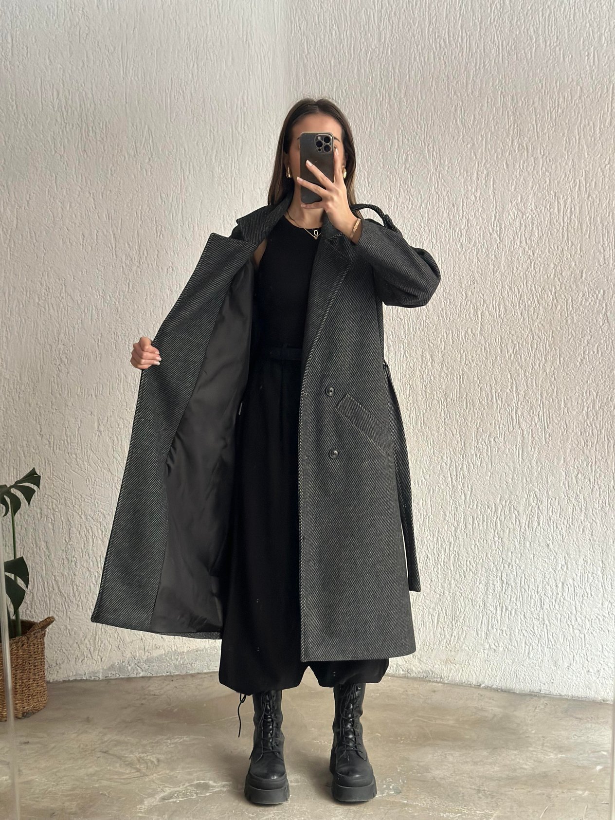 Kuşaklı Kaşe Kaban Antrasit  - Dominatrend