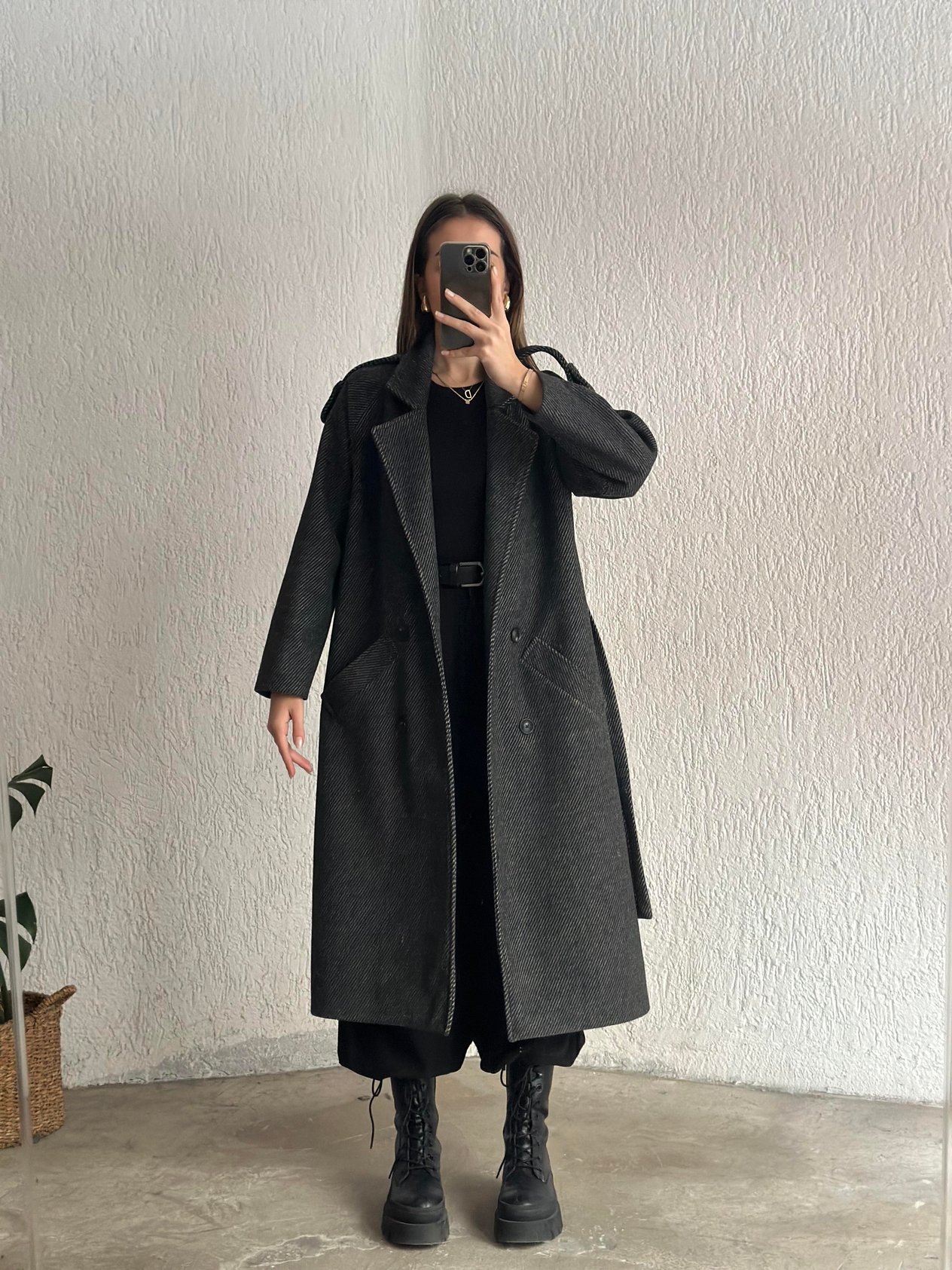 Kuşaklı Kaşe Kaban Antrasit  - Dominatrend