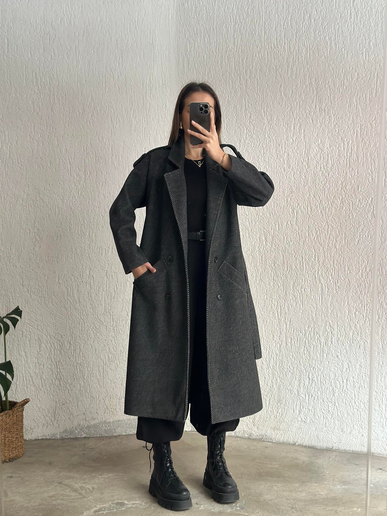 Kuşaklı Kaşe Kaban Antrasit  - Dominatrend