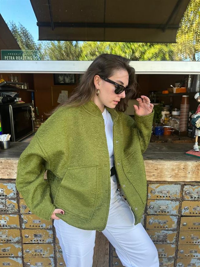 Kuzu Oversize Bomber Ceket - Yeşil - Dominatrend