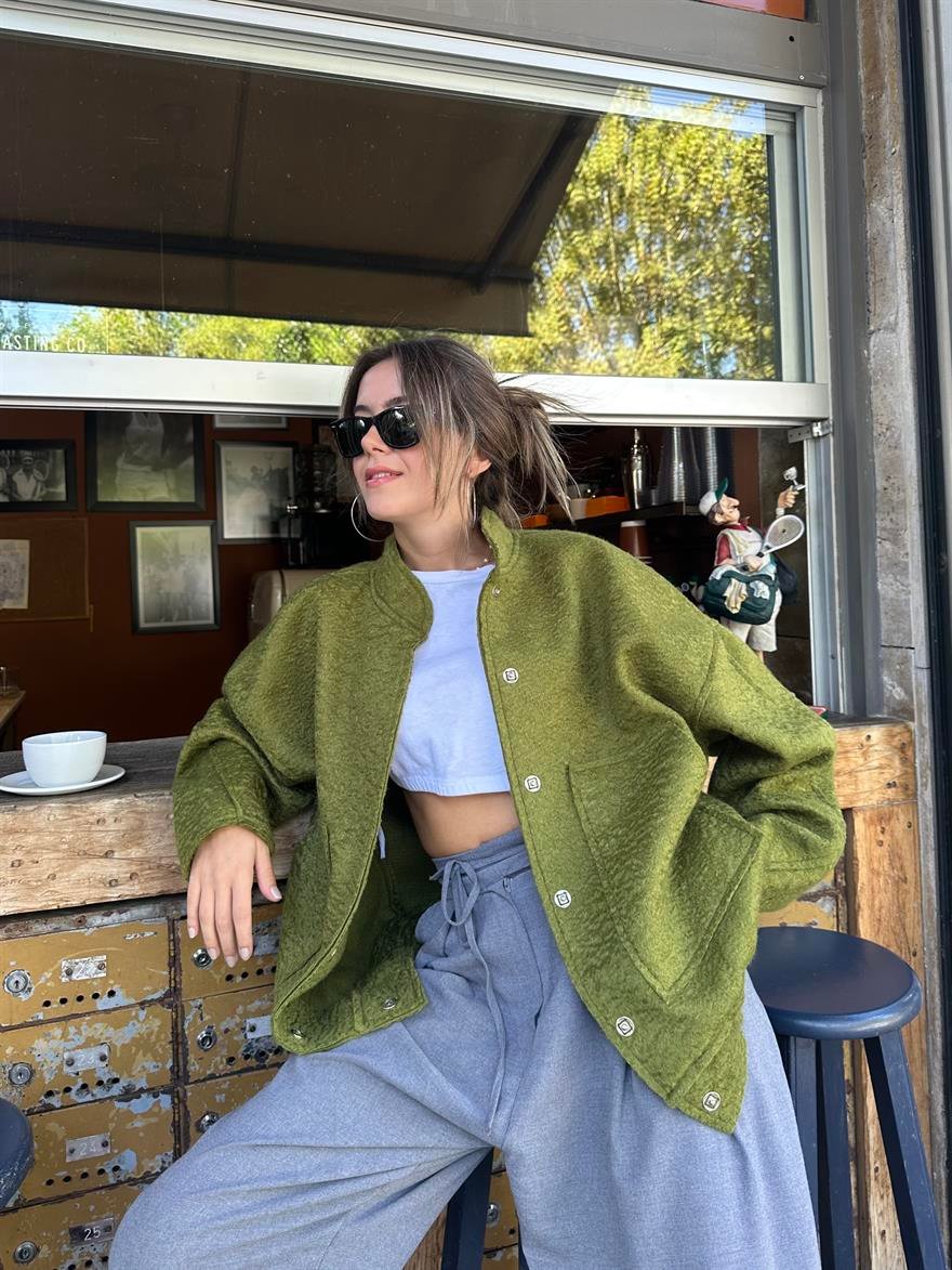 Kuzu Oversize Bomber Ceket - Yeşil - Dominatrend