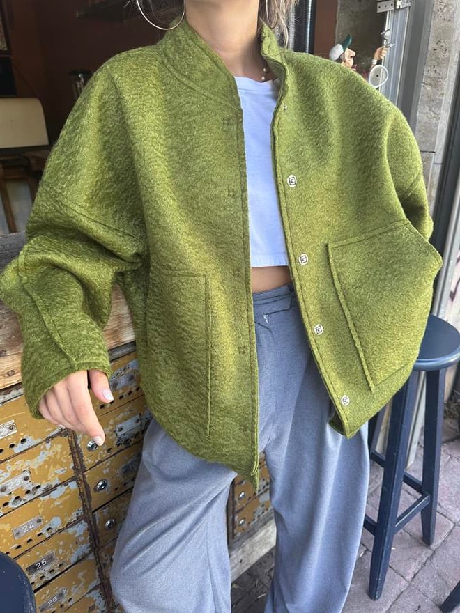 Kuzu Oversize Bomber Ceket - Yeşil - Dominatrend