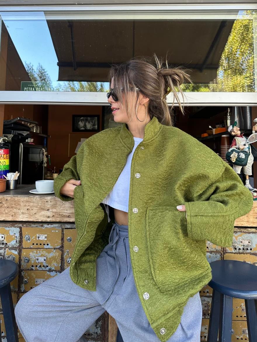 Kuzu Oversize Bomber Ceket - Yeşil - Dominatrend