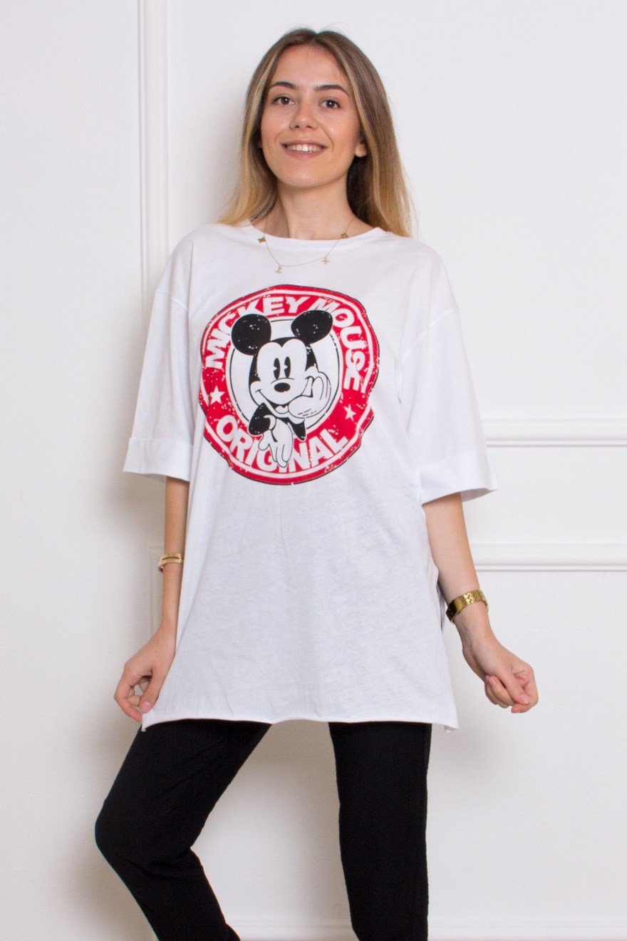 Mickey Mouse Tişört - Beyaz - Dominatrend