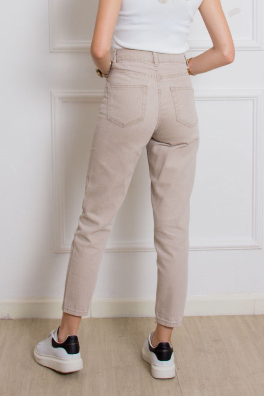 Mom Jean Pantolon - Krem - Dominatrend