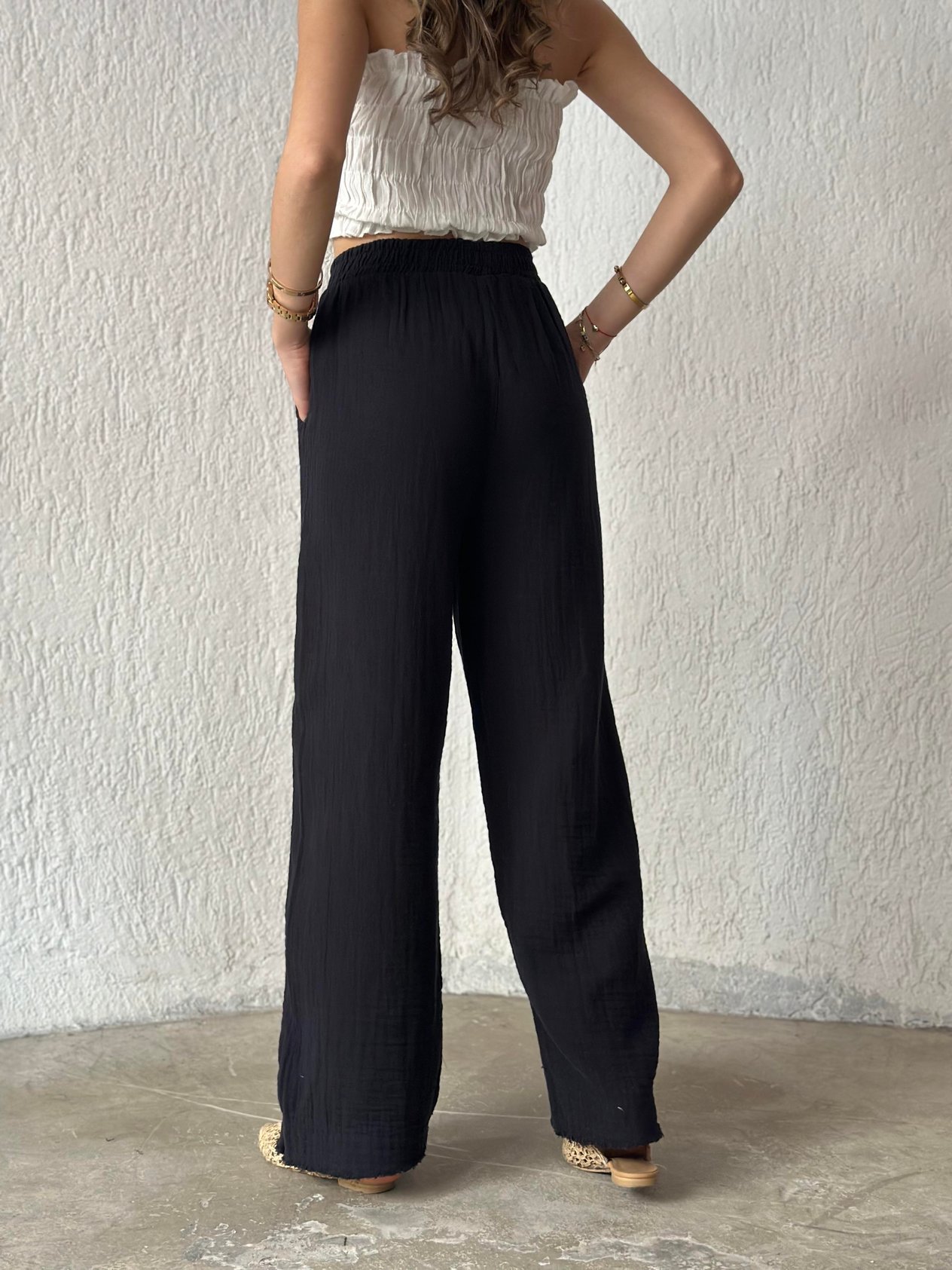 Müslin Salaş Pantolon - Lacivert - Dominatrend