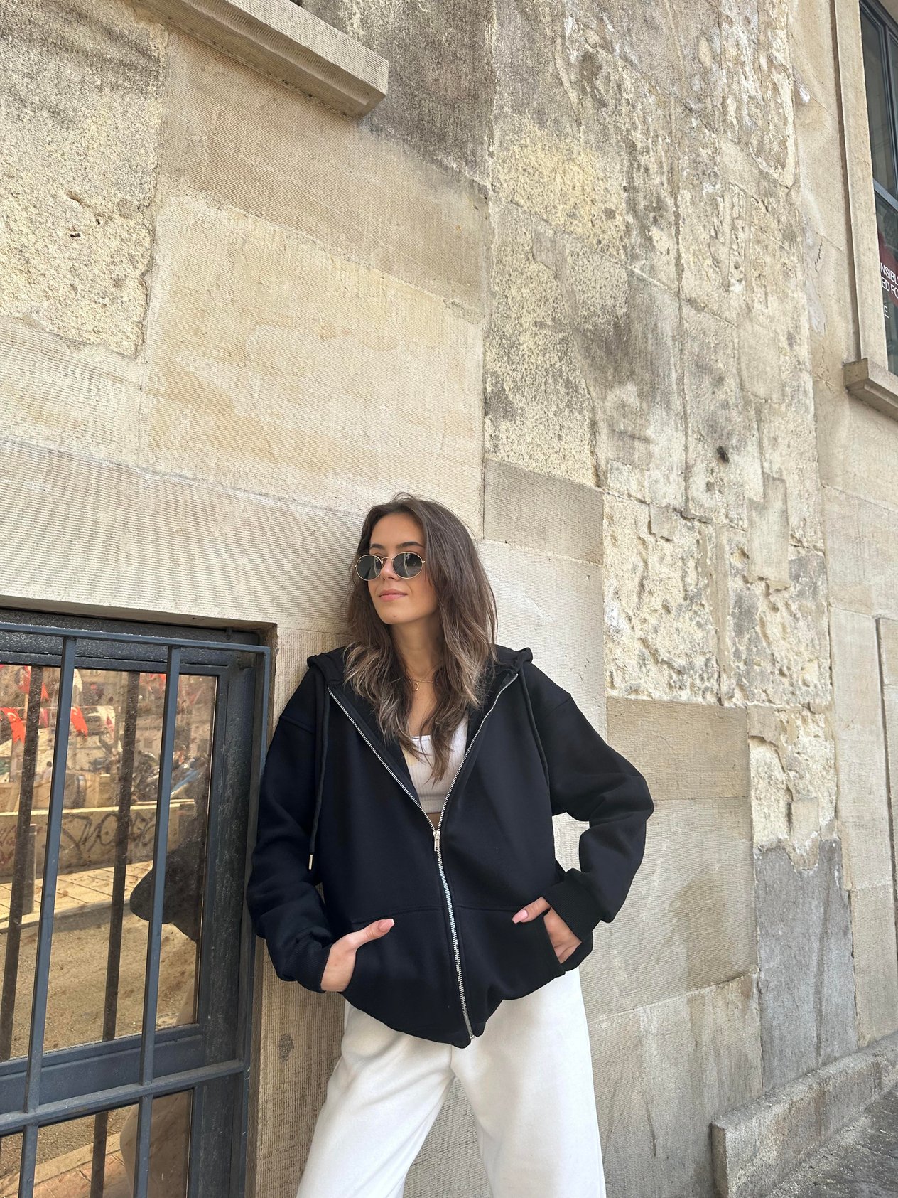 Oversize Kapüşonlu Hırka - Siyah - Dominatrend