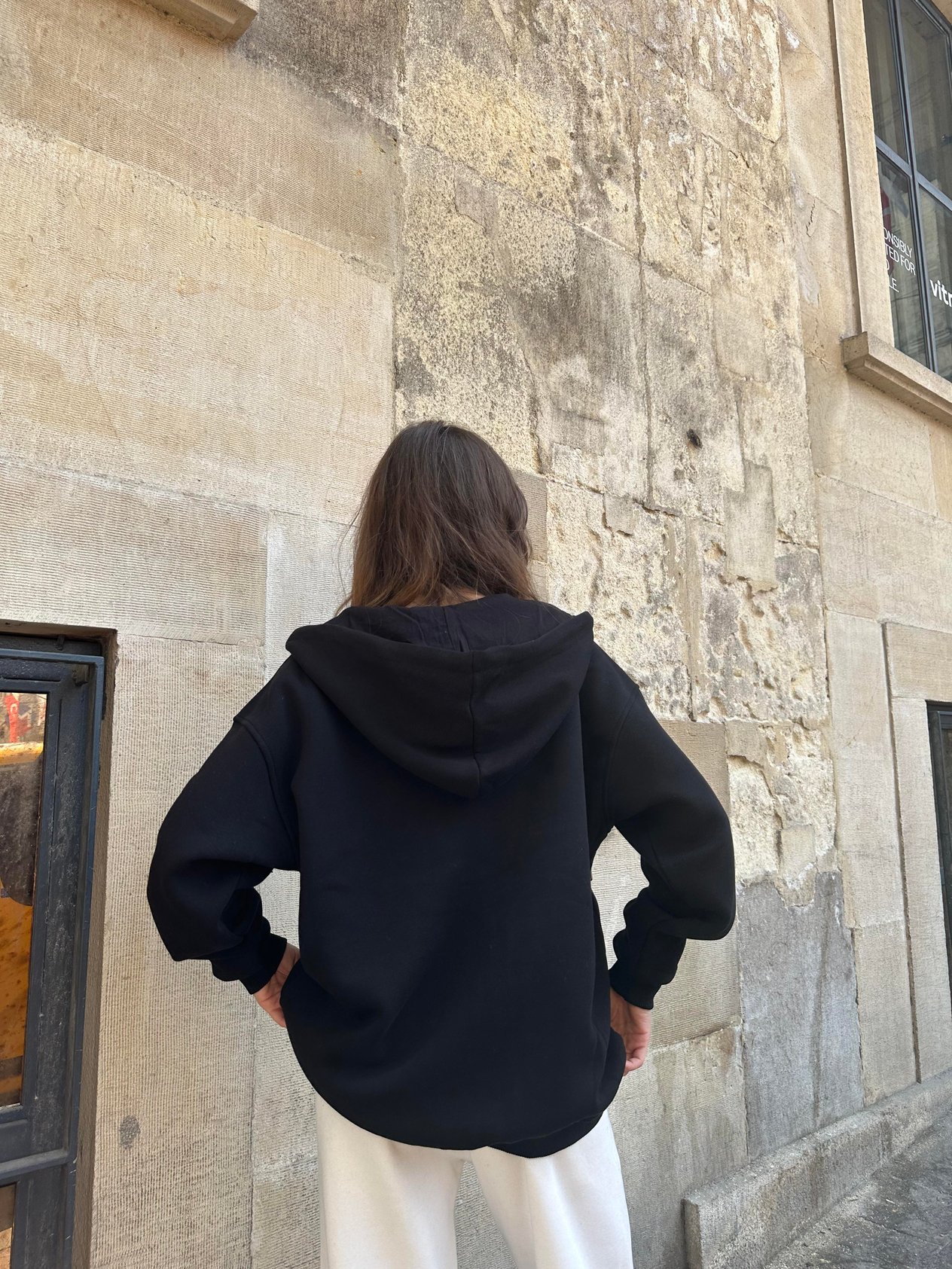 Oversize Kapüşonlu Hırka - Siyah - Dominatrend